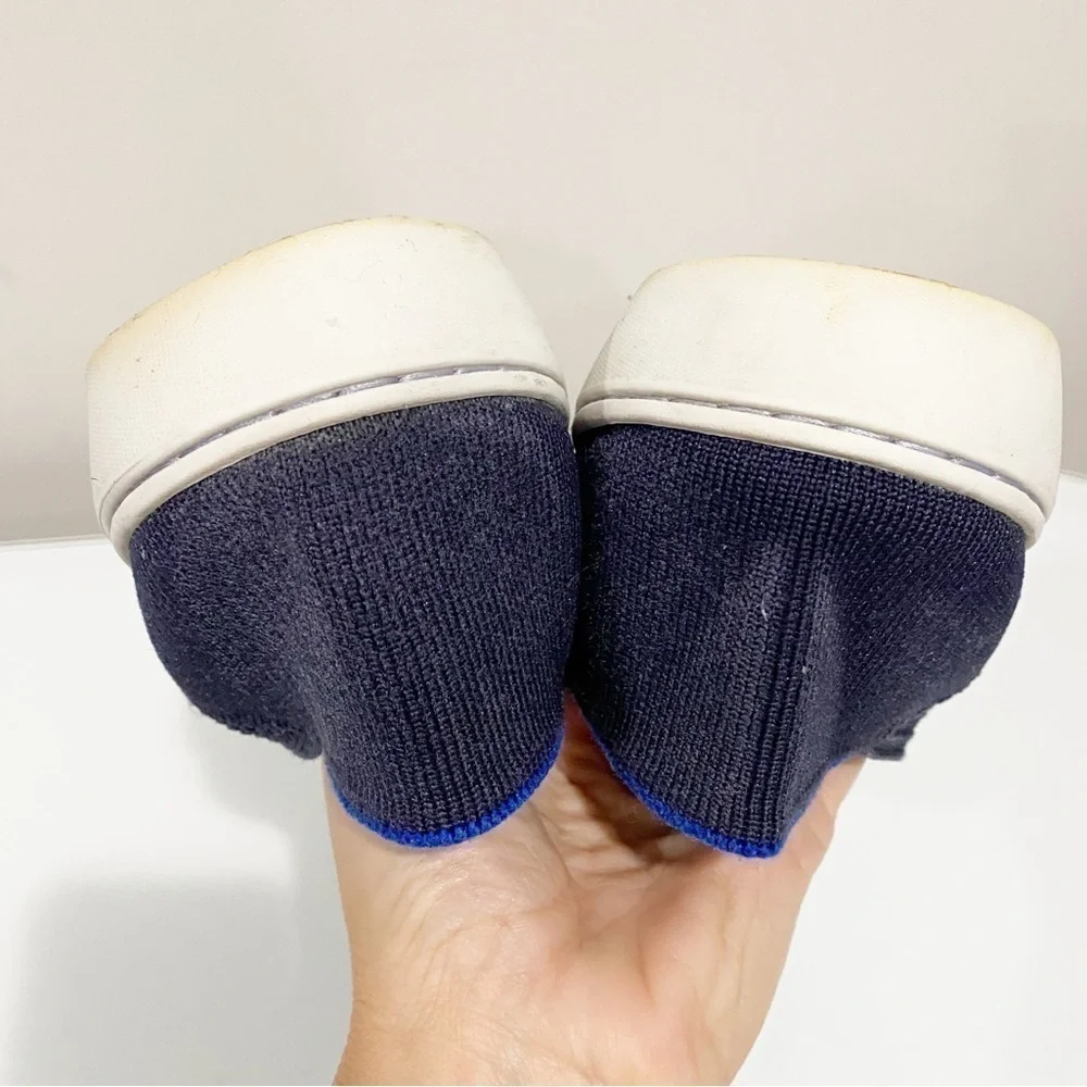 ROTHY’S Maritime Lattice Stitch Sneaker Slip On Navy Blue Comfort Size 10